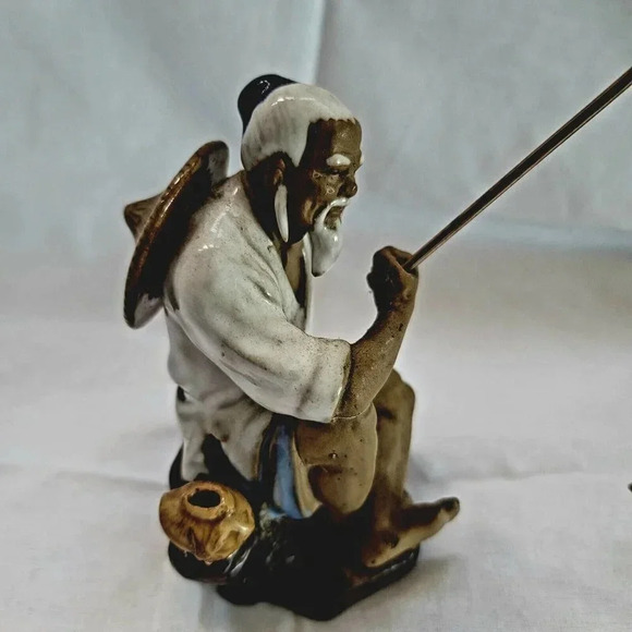 VINTAGE WANJIANG CHINA CHINESE SHIWAN MUDMAN FISHERMAN 5" FIGURINE SEE PHOTOS - Picture 3 of 16